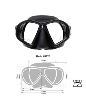 Máscara Marlin Matte silicona mate antirreflectante pesca submarina y buceo | marlinsubnorte