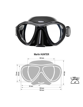 Máscara Marlin Hunter bajo volumen con opción de lente espejo | marlinsubnorte