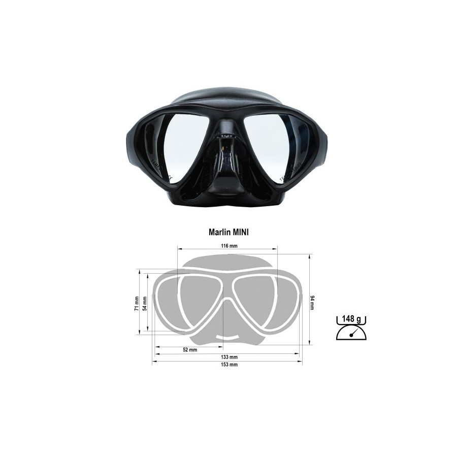 Máscara Marlin Mini Bajo Volumen para Pesca Submarina y Apnea - Vista 5