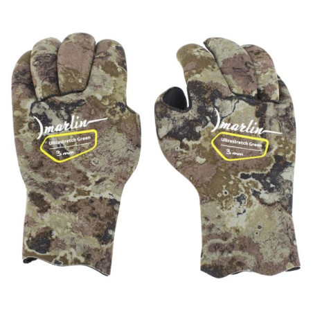 Guantes Marlin Ultrastretch 3 mm Verde Camuflaje – Neopreno ecológico y ultraflexible