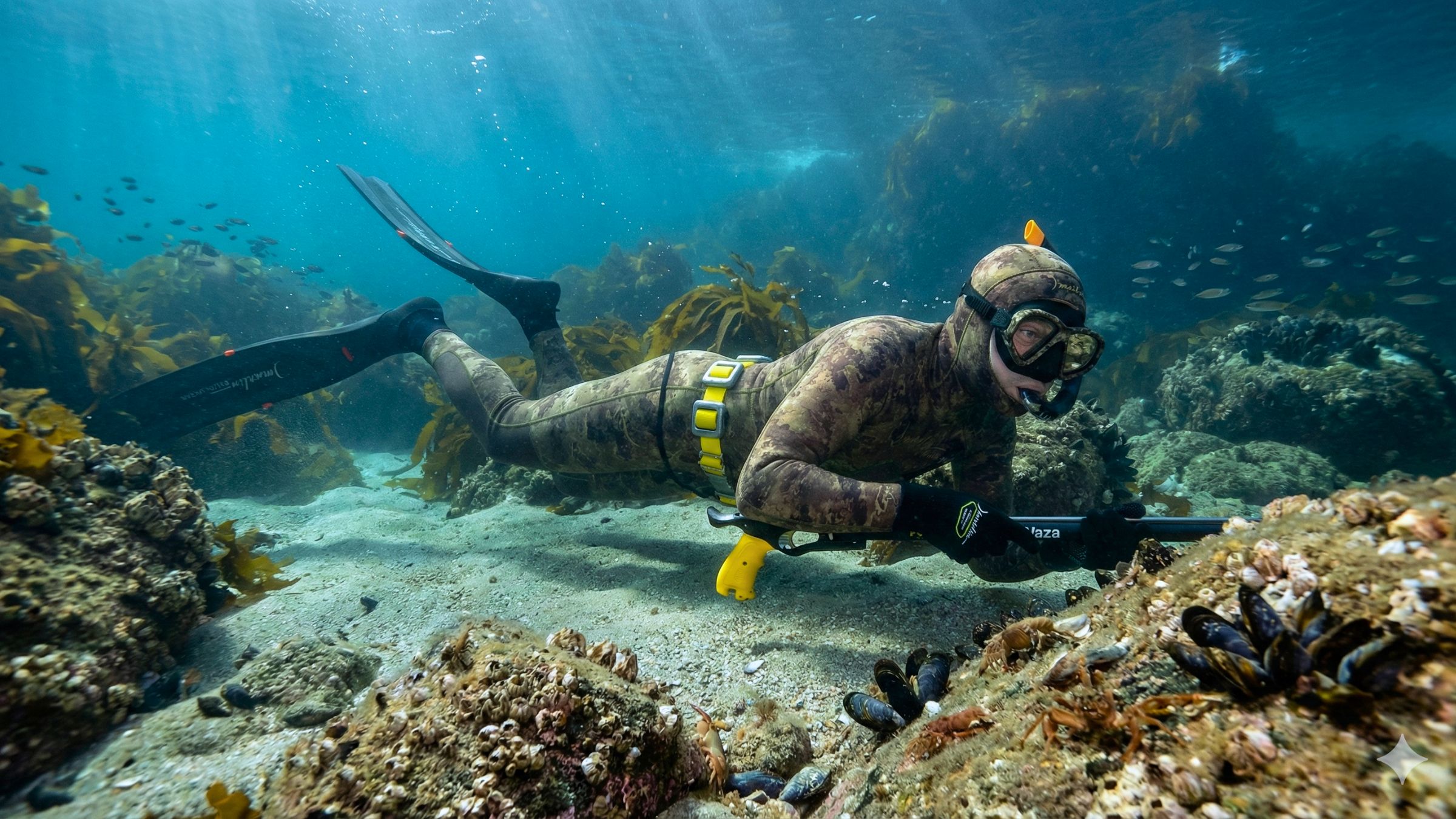 Comodidad total para esperas y acechos prolongados en el lecho marino.