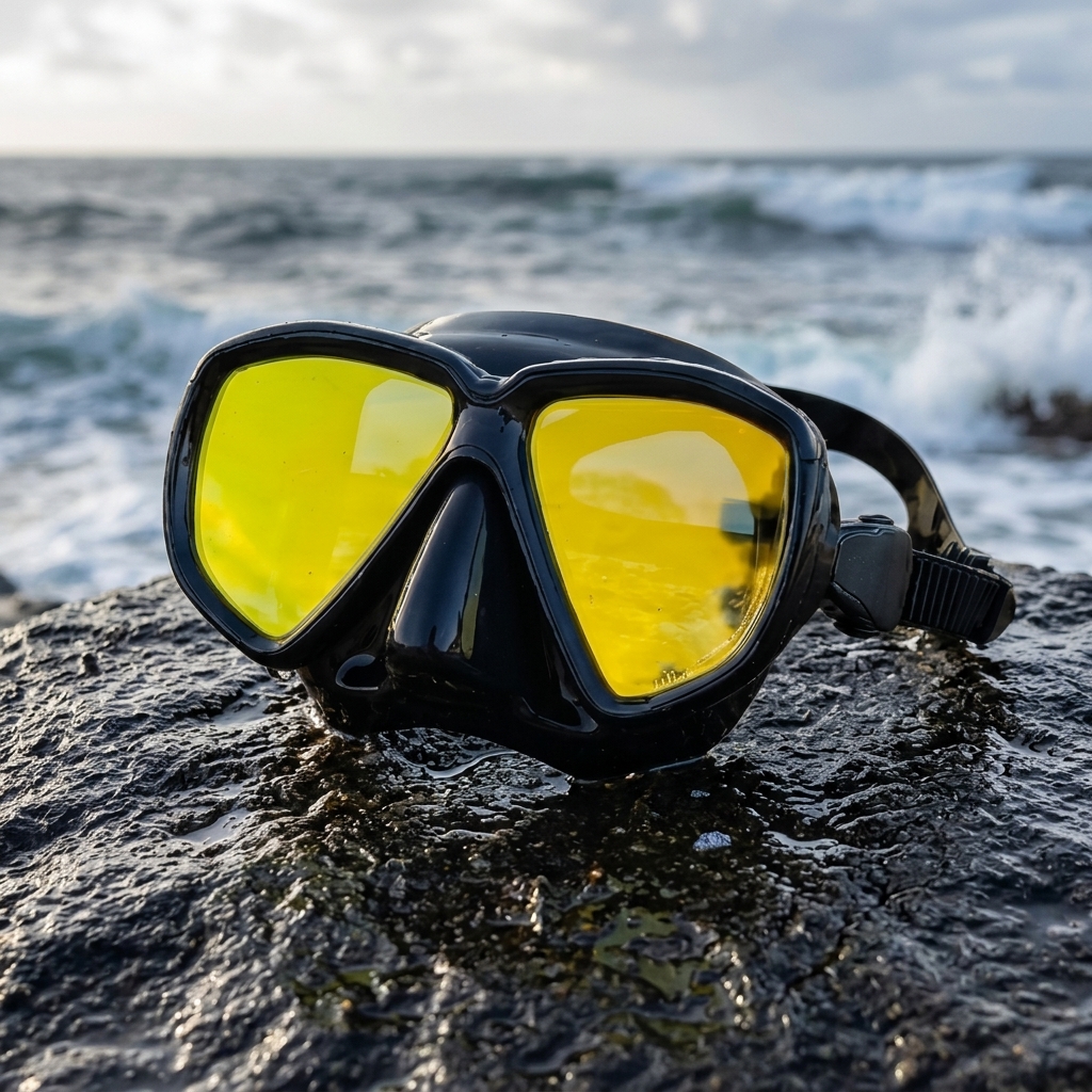 Máscara Marlin TURBO Negro con lente de espejo amarillo