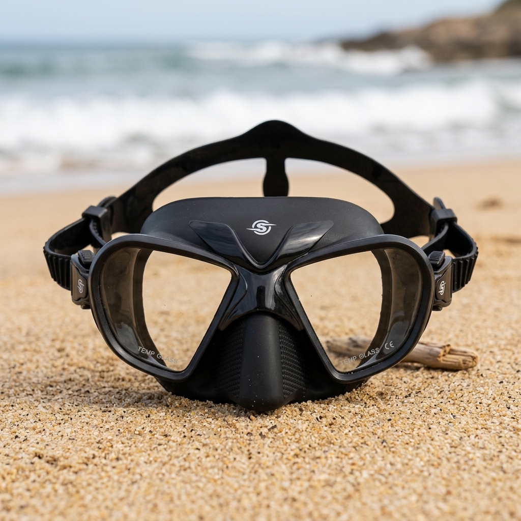 Máscara Sigalsub X-WIDE en silicona flexible negra opaca