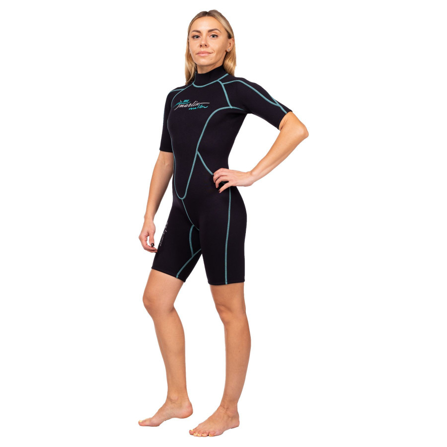 Traje Marlin Malibu Shorty Lady 2.5 mm Negro/Azul Acuático - Vista 3