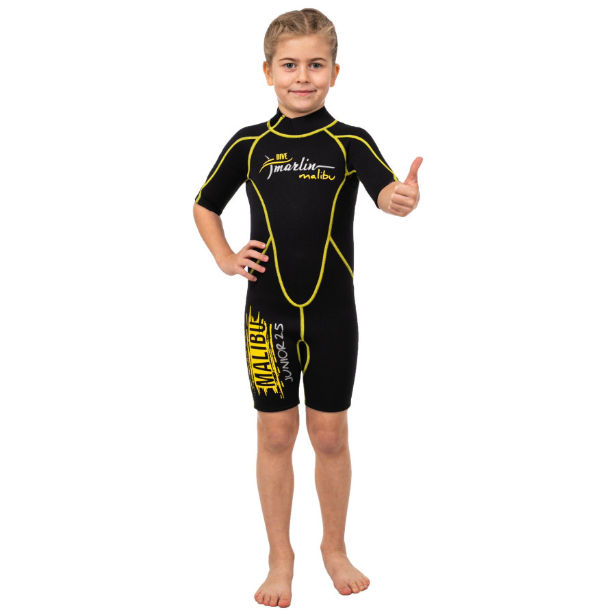 Traje de Neopreno Marlin Malibu Shorty Junior 2,5 mm negro amarillo - Vista 3