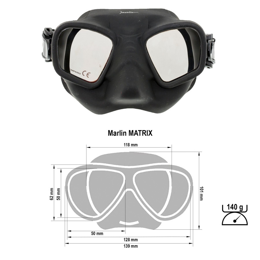 Máscara Marlin Matrix con lente espejo ahumado o transparentes diferentes colores