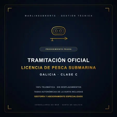 Tramitación Oficial Licencia de Pesca Submarina en Galicia (Clase C · PE405A)