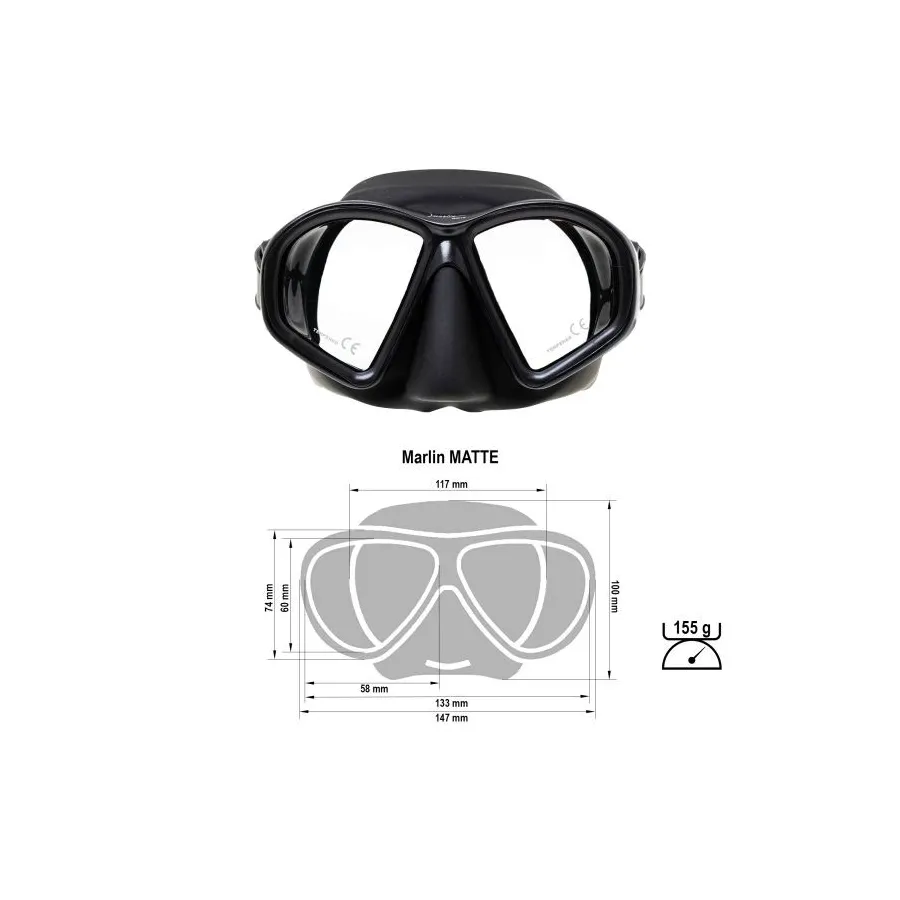 Máscara Marlin Matte Silicona Antirreflectante para Pesca Submarina y Buceo - Vista 5