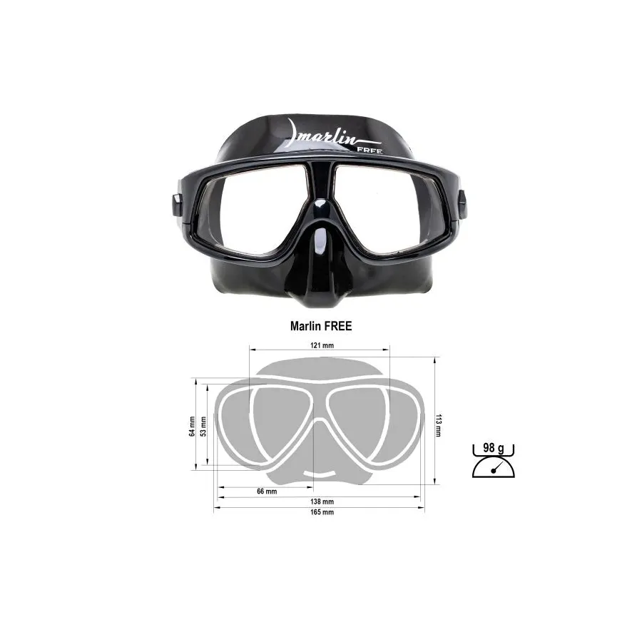 Máscara Marlin Free Apnea Ultraligera con Visión 180° - Vista 5